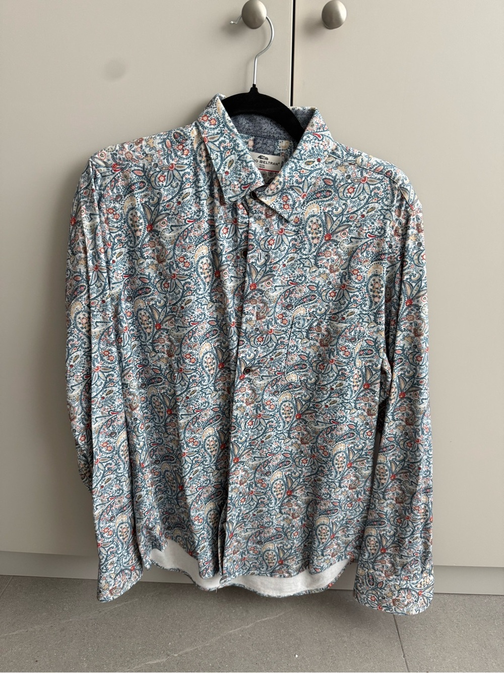 Men's Paisley Button-Up Shirt - Blue/White - Unknown Brand